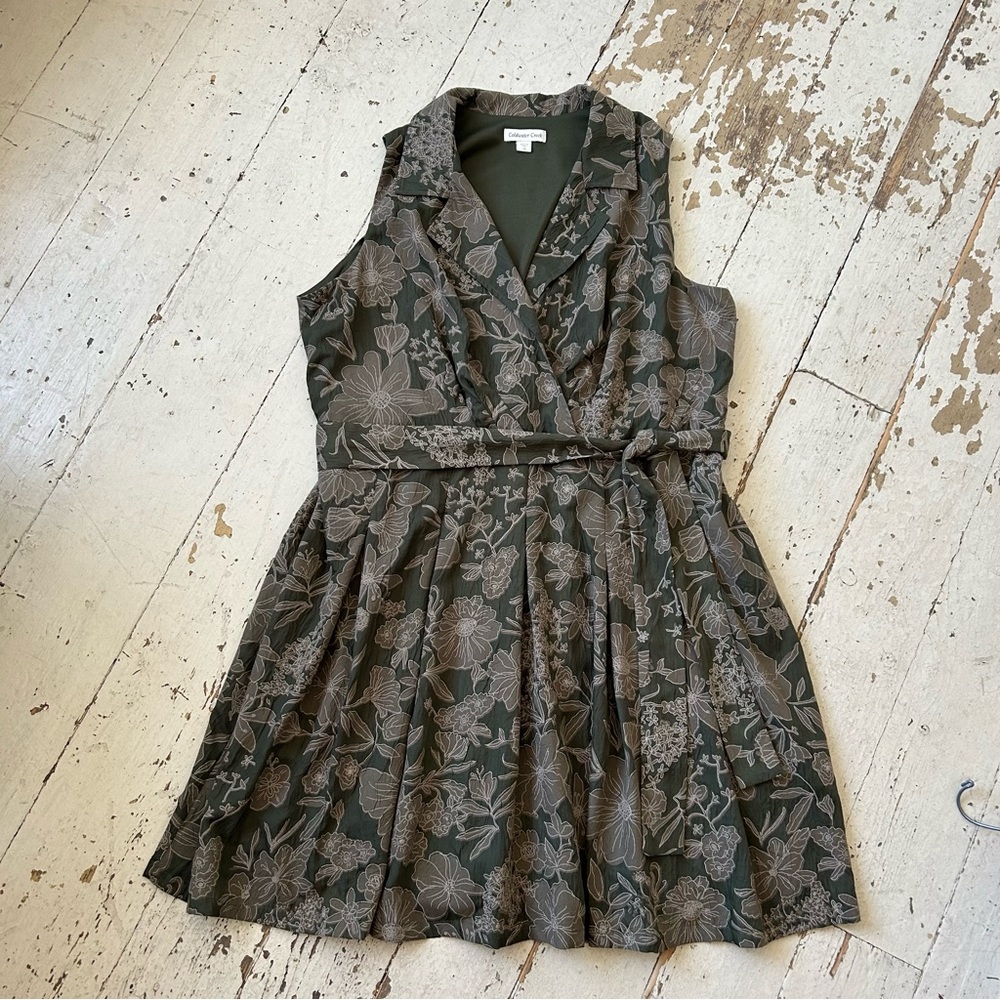 Coldwater Creek Floral Sleeveless Belted Dress